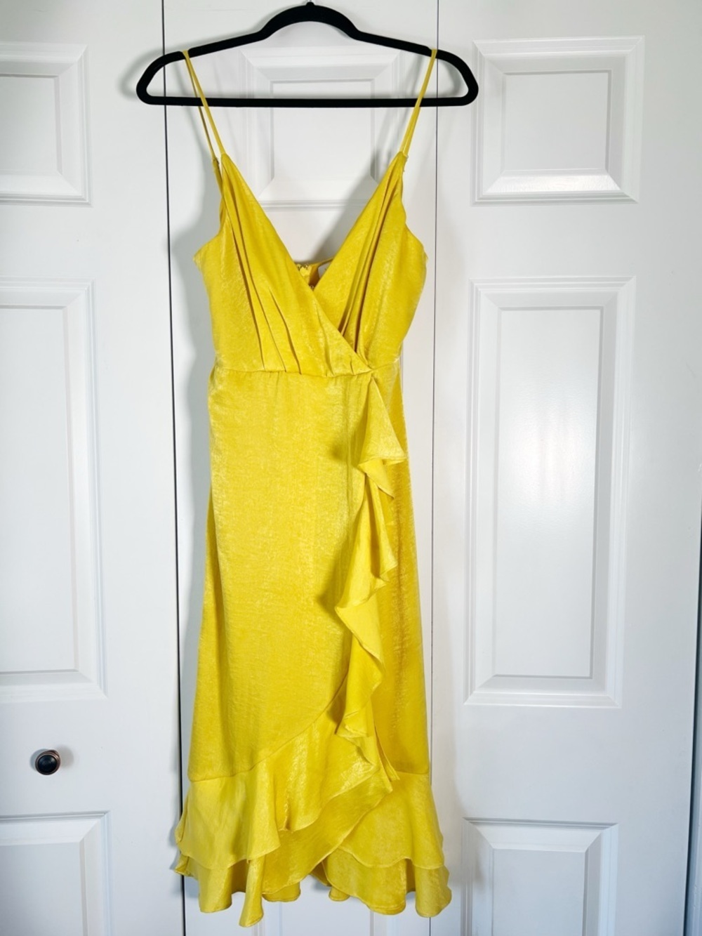 Willow Yellow Ruffle Wrap Midi Dress